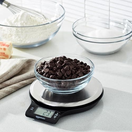 Amazon Basics Digital Kitchen Scale with LCD Display, Batteries Included, Weighs up to 11 pounds, Black and Stainless Steel thumbnail 8
