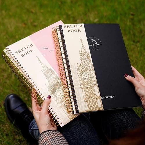 Hardcover Sketchbook for Drawing Spiral Sketch Book for Adult Kids 8.5 x 11 | 100gsm 68lb 120 Sheets Sketch Pad Premium Drawing Book Art Supplie,Black thumbnail 7