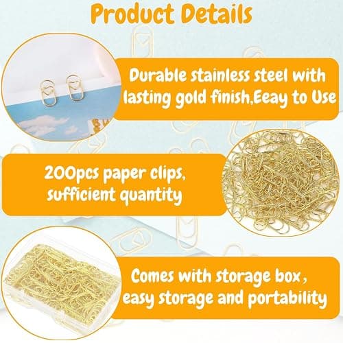 200Pcs Small Gold Heart Paper Clips, Love Heart Shaped Paper Clips Cute Metal Heart Shaped Paperclips for Office School Wedding Decorations Desk Organizer Supplies thumbnail 4