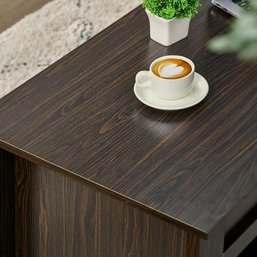 HOMCOM Lift Top Coffee Table with Hidden Storage Compartment and Open Shelves, Lift Tabletop Pop-Up Center Table for Living Room, Dark Walnut thumbnail 8