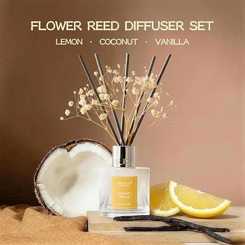 Airkeep Reed Diffuser Set,3.38 fl oz (100 ml) - Coconut Vanilla Oil Diffusers with 8 Reed Sticks, Home Fragrance Reed Diffuser for Bathroom Shelf Decor thumbnail 3
