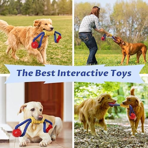 Aitmexcn Dog Rope Toy, Interactive Tug of War Toy for Medium and Large Dogs | Natural Cotton, Durable Chew Toys for Boredom, Teeth Cleaning, Pull Rope Toy for Dogs thumbnail 6