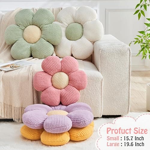 Mepherl Flower Pillow,Cute Daisy Flower Shaped Throw Pillow for Home Decor,Soft Flower Throw Pillow Seating Cushion for Bedroom,Sofa,Couch (15.7",White) thumbnail 3