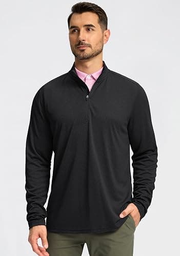 Obla Golf Quarter Zip Pullover for Men Mock Neck Sweatshirt Lightweight Sun Protection Men's Long Sleeve Golf Shirt thumbnail 2