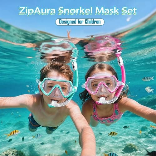 2 Sets Kids Snorkeling Gear for Ages 3-14, Anti-Fog 180° Clear View Dry Top Snorkel Set, Swimming Mask with Nose Cover & Tempered Glass Goggles for Youth Boys Girls Junior thumbnail 2