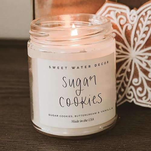 Sweet Water Decor Sugar Cookies Scented Candle - Sugar Cookies, Vanilla, and Buttercream Scented Christmas Candles and Decor for Home - 9oz. Clear Jar Soy Candle, Made in The USA thumbnail 5