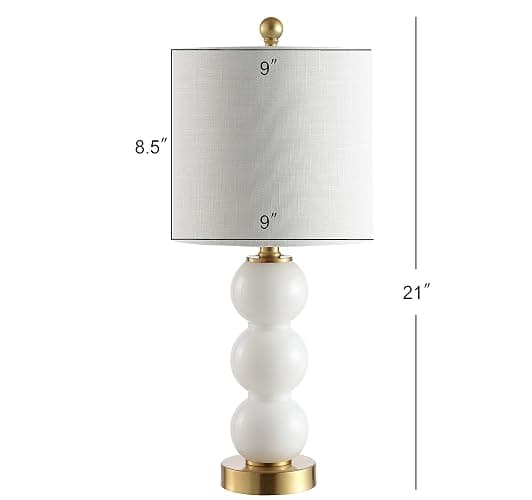JONATHAN Y JYL1021A February 21" Glass/Metal LED Table Lamp Contemporary Bedside Desk Nightstand for Bedroom Living Room Office College Bookcase LED Bulb Included, White/Brass Gold thumbnail 3
