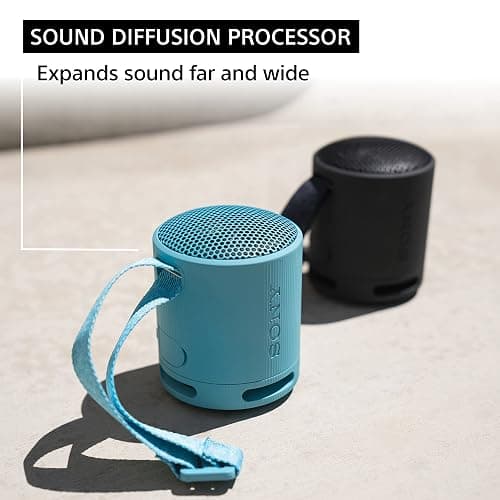 Sony SRS-XB100 Wireless Bluetooth Portable Lightweight Super-Compact Travel Speaker, Durable IP67 Waterproof & Dustproof Shower Speaker, 16 Hr Battery, Versatile Strap, Hands-free Calling, Light Gray thumbnail 6