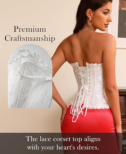 Vrapo Bustier Corset Top for Women | Overbust Lace Up Waist Cincher Shapewear Lingerie thumbnail 4