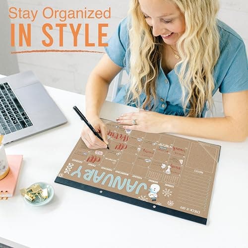 Hadley Designs Large Desk Calendar 2026-2027 - Desktop Calendar 2026, 18 -Month Desk Calendars for Home, Office & Classroom, Cute Kraft Classroom Decor Teacher Must Haves, January 2026 to June 2027 thumbnail 2