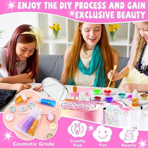 WhizToys 74PCS DIY Lip Gloss Making Kit，Make Your Own Lip Glosses Moisturizing DIY Lip Glaze Handmade Glittery Set for Teens Girls Women Makeup Lover Beginner Birthday Gift thumbnail 7