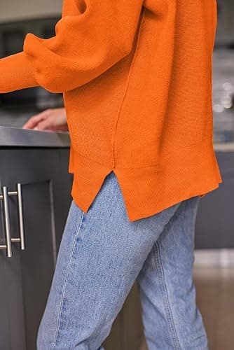LILLUSORY Women's Oversized Batwing Sweaters 2025 Fall Outfits Trendy Crewneck Knit Side Slit Fashion Pullover Tops thumbnail 5