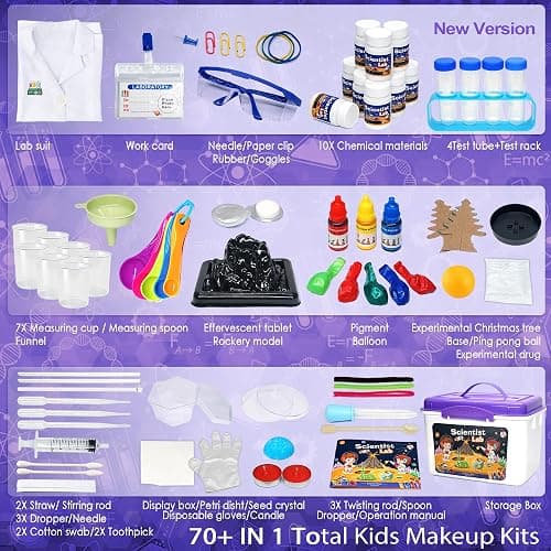 Educational Science Kit for Kids - 56 Science Lab Experiments with Lab Coat Scientist Costume, Science Kits for Kids Age 6-8-10-12, 70+ PCS DIY Stem Projects, Educational Toys for Girls Boys thumbnail 3