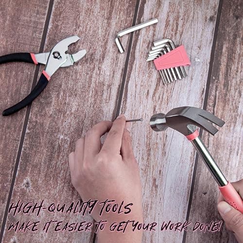Cartman 39Piece Tool Set General Household Hand Tool Kit with Plastic Toolbox Storage Case Pink thumbnail 6
