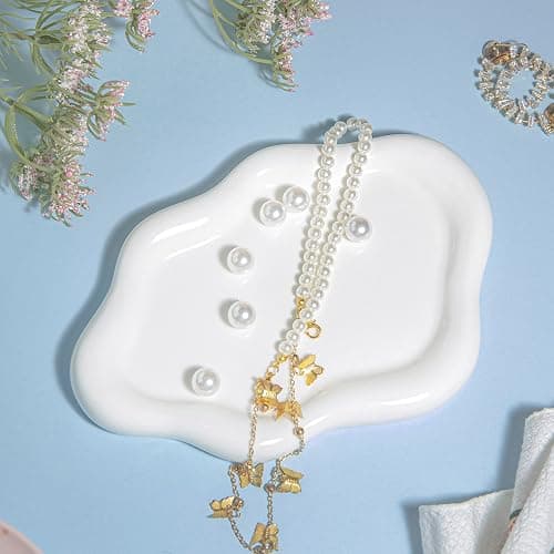 Lynagert Cloud Trinket Dish, Chubby Jewelry Tray, Ceramic Jewelry Ring Trinket Dish for Rings Earrings Necklace Organizer, Mother's Day Thanksgiving Christmas Birthday Bridesmaid Gifts (White) thumbnail 6