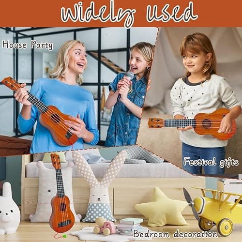 Kids Toy Ukulele Guitar,17 Inch Classical Guitar Musical Toy,4 Strings Guitar Ukulele Educational Learning Toy for Toddlers and Preschoolers - Round-shaped thumbnail 6