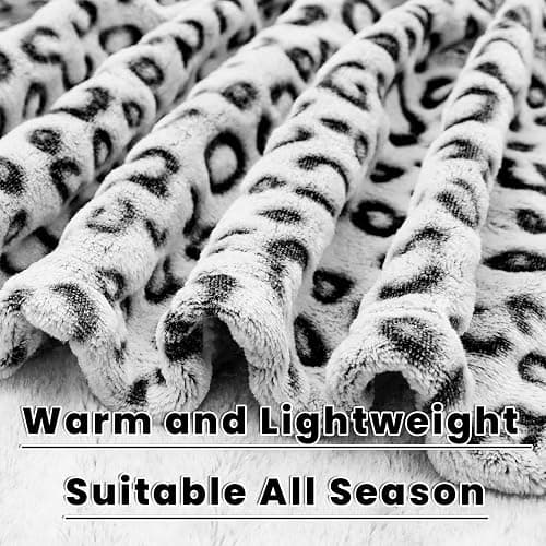 Black Leopard Throw Blanket, Soft Warm Cheetah Print Blanket for Boys Girls, Fuzzy Plush Home Room Decor for Car Seat Stroller Travel 40"x50" thumbnail 7