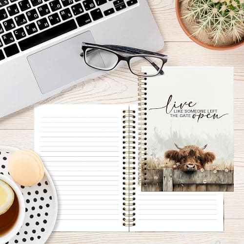 JRTW Live Like Someone Left the Gate Open Inspirational Highland Cow Notebook Journal, Cow Lover Gifts, Motivational Gifts for Women Men, Western Notebook, Spiral Journal 5.5x8.3 Inch thumbnail 6