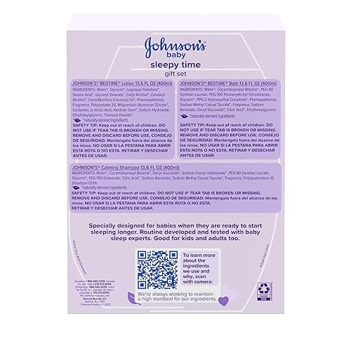 Johnson's Baby Sleepy Time Bedtime Gift Set with Relaxing NaturalCalm Aromas, Bedtime Baby Bath Shampoo, Wash & Lotion, Baby Bedtime Essentials, Hypoallergenic & Paraben-Free, 3 Items thumbnail 8
