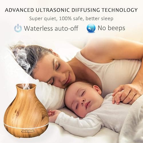 BZseed Aromatherapy Essential Oil Diffuser 550ml 12 Hours Wood Grain Aroma Diffuser with Timer Cool Mist Humidifier for Large Room, Home, Baby Bedroom, Waterless Auto Shut-off,7 Colors Lights Changing thumbnail 4