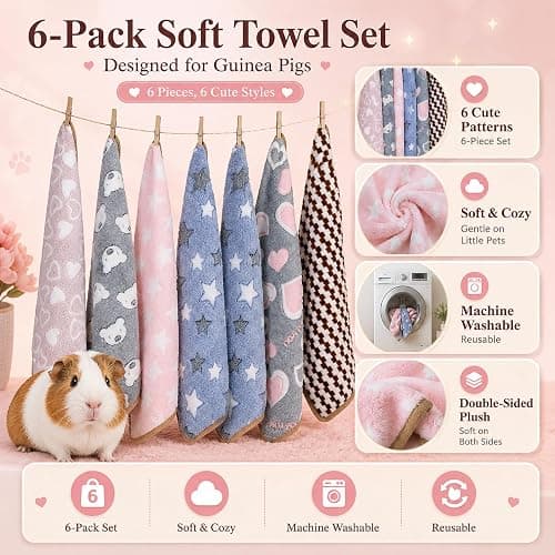 Grddaef Guinea Pig Fleece Blankets 6 Pieces Waterproof & Washable Small Animal Cage Liners Sleep Mat Bedding Pad for Hamster Chinchilla Rabbit Hedgehog (S-7.9 x 7.9 Inch) thumbnail 3