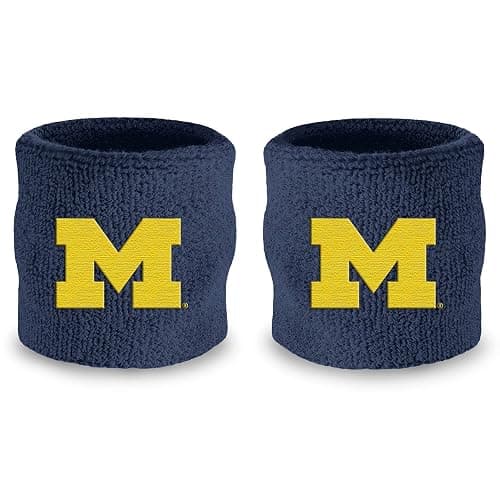 College Wrist Sweatbands - Athletic Cotton Terry Cloth Wrist Bands for School Basketball, Tennis, Football, Baseball (Pair) - Image 1