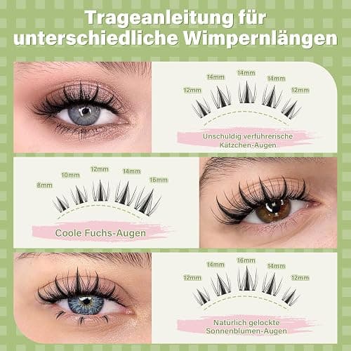 KEYYOU LASH Fairy Lash Clusters Kit Manga Wimpernverlängerung Kit D Curl 144Pcs Wimpernverlängerung Kit Wispy Natürliche unsichtbare Band Wimpern Kit(Fairy Kit-D-8-16MIX) thumbnail 4