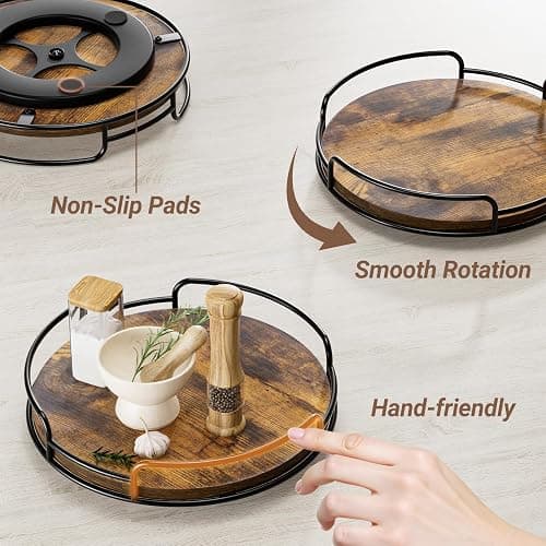 WOWBOX 9" Lazy Susan Organizer for Table Top Rotating Spice Rack Organizations Wood Lazy Susan Turntable Organizer for Cabinet Kitchen Pantry Countertop Bathroom Vanity thumbnail 5