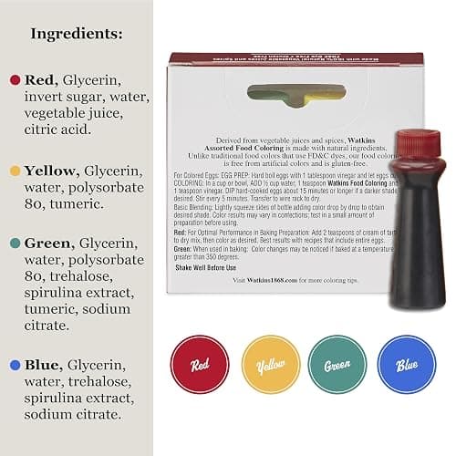 Watkins Assorted Food Coloring, 1 Each Red, Yellow, Green, Blue, Total Four 0.3 oz bottles, 4 Count (Pack of 1) thumbnail 2