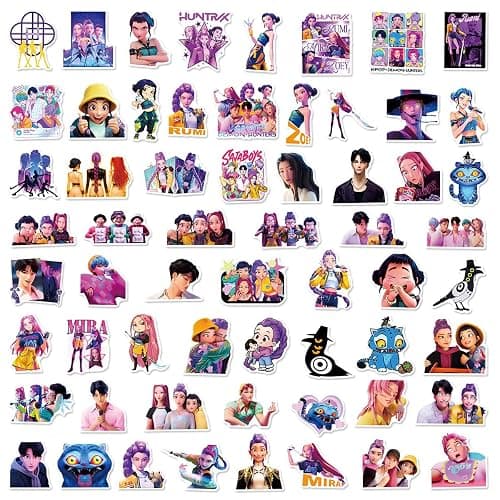 60pcs Cool Demon Movie Hunters Stickers for Kids Teens Girls Adult, Waterproof Vinyl Movie Decal for Water Bottle Skateboard Guitar Travel Case Bike Laptop,Car Bumper,Luggage,Phone (LMNT60) thumbnail 3