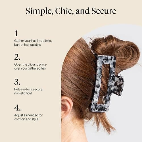 Kitsch Jumbo Hair Clip for Women – Recycled Plastic Hair Claw Clip - All-Day Strong Hold, Durable Non-Slip Grip for Thick & Thin Hair - Black, 1pc thumbnail 6