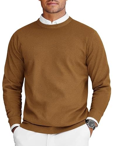 COOFANDY Mens Crew Neck Sweaters Long Sleeve Lightweight Knit Dress Pullover Sweaters - Image 1