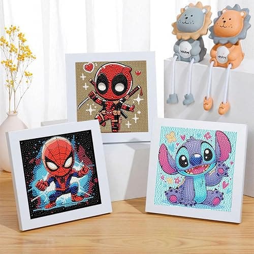 Sretoul 6 Pack Cartoon Diamond Art Kits for Kids- 6 Pack Small Diamond Art Painting, Arts and Crafts for Kids Ages 4-8-12 6X6 Inch thumbnail 5