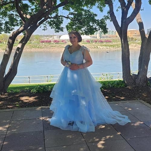 CWOAPO Layered Ruffles Tulle Prom Dresses Spaghetti Strap Ball Gowns Long Elegant V Neck Bow Formal Evening Dress 2025 thumbnail 7
