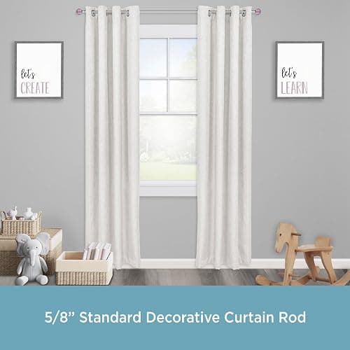 Kenney KN81685 Estrella Purple Sparkle Fluted Acrylic End Standard Decorative Juvy Window Curtain Rod, 28-48" Adjustable Length, Brushed Nickel Finish, 5/8" Diameter Steel Tube - 28-48" thumbnail 3
