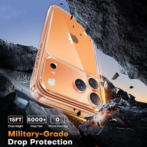 TAURI for iPhone 17 Pro Case, Full Camera Protection with Screen Protector, Anti-Yellowing Military-Grade Protection Shockproof Slim Phone Case for iPhone 17 Pro, Clear thumbnail 4
