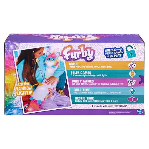 FURBY DJ Interactive Toy, Super Snuggly Rainbow Electronic Plush with Music, Lights, Motion, & Games, Speaks English & Furbish, 32in Long, Ages 6+ thumbnail 13