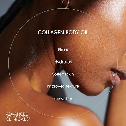 Advanced Clinicals Collagen Peptides Firming Body Lotion Face Cream + Collagen Body Oil Moisturizer 2PC Skin Care Set For Women & Men | Skin Tightening Dry Skin Moisturizing Cream & Massage Oil, 2PC thumbnail 5