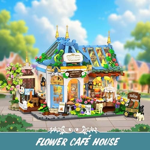 PLAXSOON Flower Café House Building Set with Lights and Openable Design | Botanical Coffee Architecture 1520 PCS, Floral Bakery Construction Model for Home Decor, Gift for Adults Women Teens Girl 12+ thumbnail 8