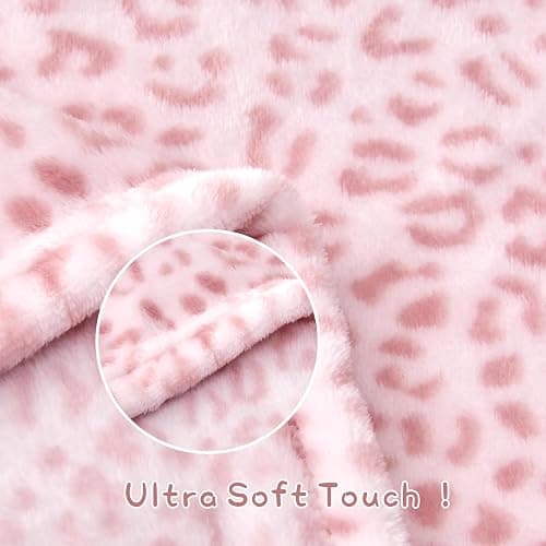 Yurhap Leopard Print Baby Blanket Fleece Baby Blankets for Girls, Ultra Soft Cozy Fluffy Infant Toddler Newborn Receiving Blankets for Crib Stroller, 30"x40", Light Pink thumbnail 6