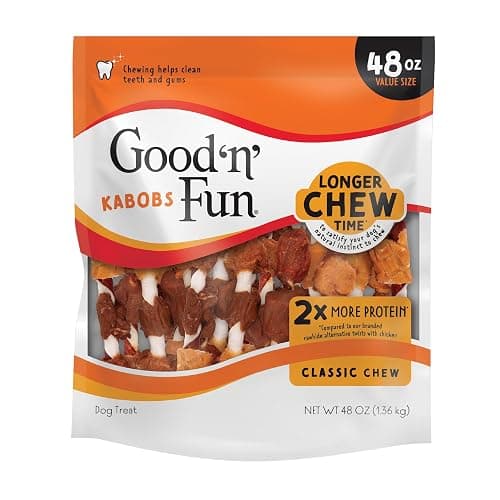 Good 'n' Fun Kabobs Long-Lasting Dog Treat Made With Real Protein, 48 oz | Premium Chicken, Pork and Beef Hide Chew, Supports Dental Health and Mental Stimulation, For Adult Dogs - Image 1