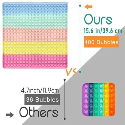 UimoKi 400 Bubbles Giant Fidget Toys for Kids Teens Adults, Big Jumbo 16 inch Macaron Square Sensory Toy for Kids 3-5 4-8 5-7 Boys Girls Birthday Gifts Party Favors Classroom Prizes thumbnail 5