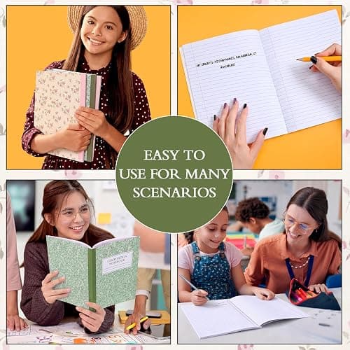 MotiMind 3 Pcs Pastel Wildflower Composition Notebook College Ruled Back to School Pink Flower Wide Ruled Composition Book 110 Page 7-1/2" x 9-3/4" Aesthetic Cute Journal Gift for Teacher Class Office thumbnail 6