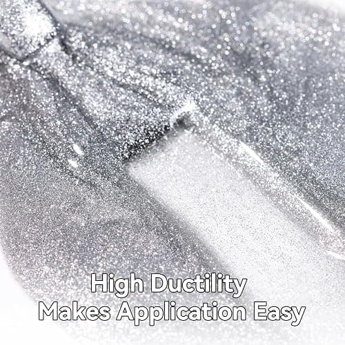 Makartt Universal Silver Cat Eye Gel Polish: Sparkle Glitter Nail Polish Holographic Magnetic Gel with Magnet DIY at Home for Beginner Easy to Use Nail Art Design Manicure 10ml thumbnail 7