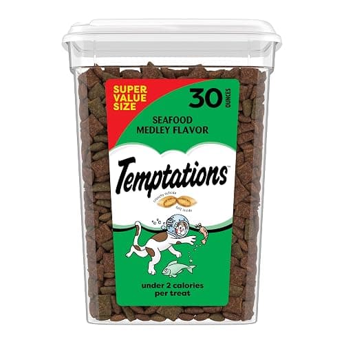 Temptations Cat Treats, Classic Crunchy and Soft Cat Treats, Seafood Medley Flavor, 30 oz. Tub - Image 1