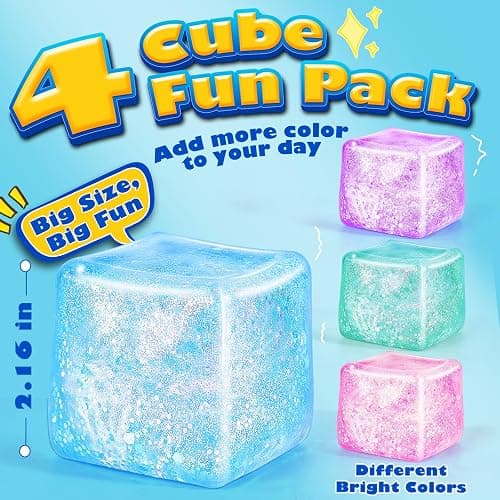 UGYWI Squishy Fidget Toys for Kids & Adults: 4 Pack Cube Sensory Squeeze Toy-Large Size 2.16'', Stress Anxiety Relief Balls, Gifts for Girls Boys Teens Party Favors, Toys for Ages 3 6 7 8 12 Years Old thumbnail 2