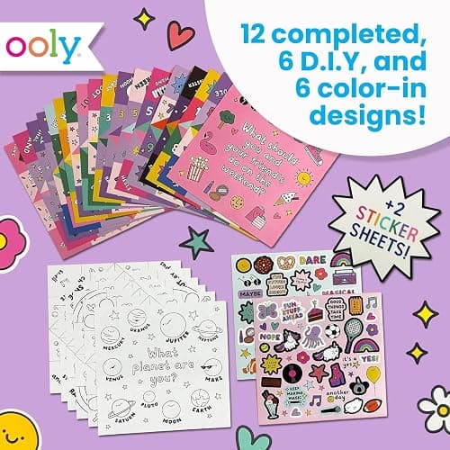 Ooly DIY Origami Fortune Teller Kit, Cootie Catcher, 24 Designs & Stickers | Ages 6+, Includes 12 Completed, 6 Blank, and 6 Coloring Folding Fortune Tellers, Fun Screen-Free Craft Activity Gift for Kids thumbnail 5