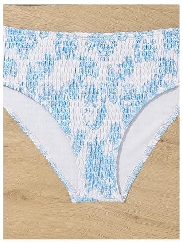 RoseSeek Girl's Tie Dye Smocked 2 Piece Swimwear Sets Backless Halter Bikini Cute Brief Bathing Suit thumbnail 3