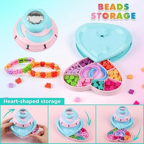 DPAPDI Pop Style Bracelet Making Kit for Girls, 192 Beads Jewelry Maker with No-Knot Design & Carry Case, Creative Arts Crafts Gift for Kids Ages 6 7 8 9 10 11 12 thumbnail 4