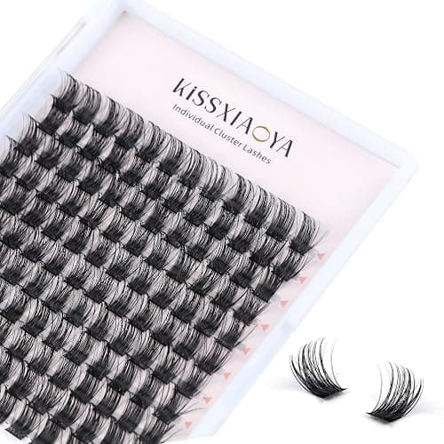KISSXIAOYA Cluster Lashes Extensions, 144Pcs Individual Cluster Lashes D Curl 14mm, Wide Stem Cluster Eyelashes Soft Natural False Eyelashes Cluster DIY Eyelash Extension At Home (144pcs, 13mm) - Image 1